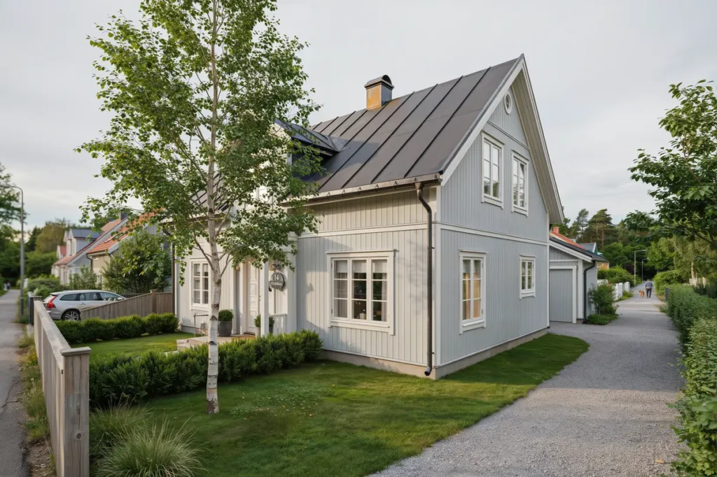 takoml ggning med ny papp och pl tdetaljer p villa i steninge