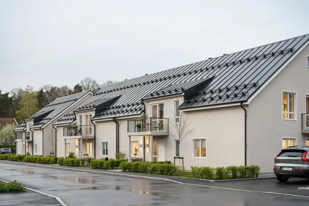 eftermontering av sn rasskydd p radhusl nga i steninge m rsta